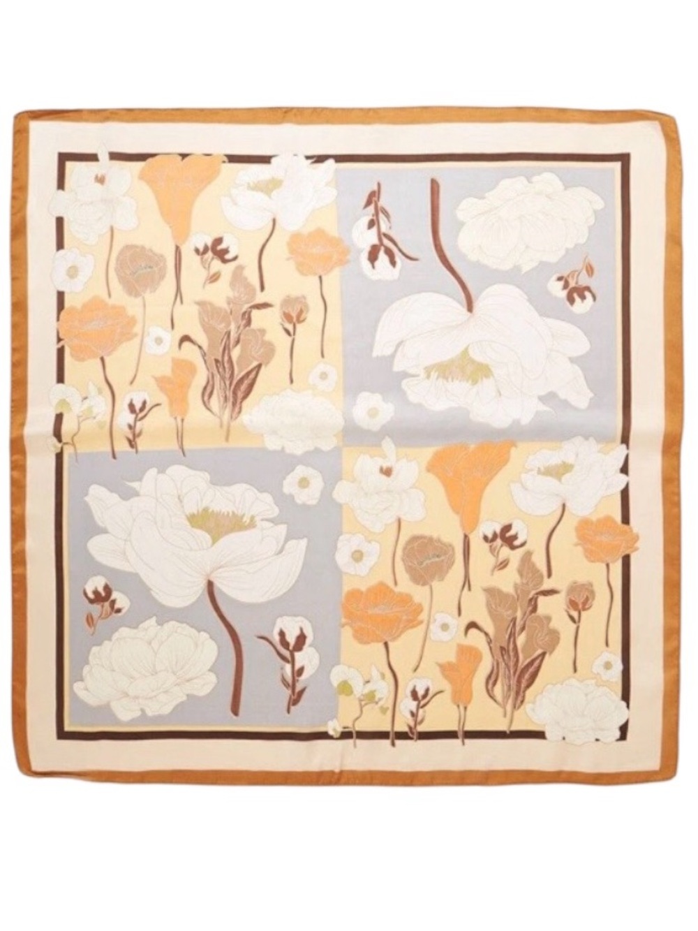 Garden Picnic Taupe Square Satin Scarf (NWT)